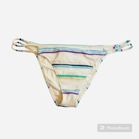 NEW O'NEILL Lowtide Cardiff Bikini Swim Bottom Cheeky Multicolor Striped Size XL - Picture 1 of 5